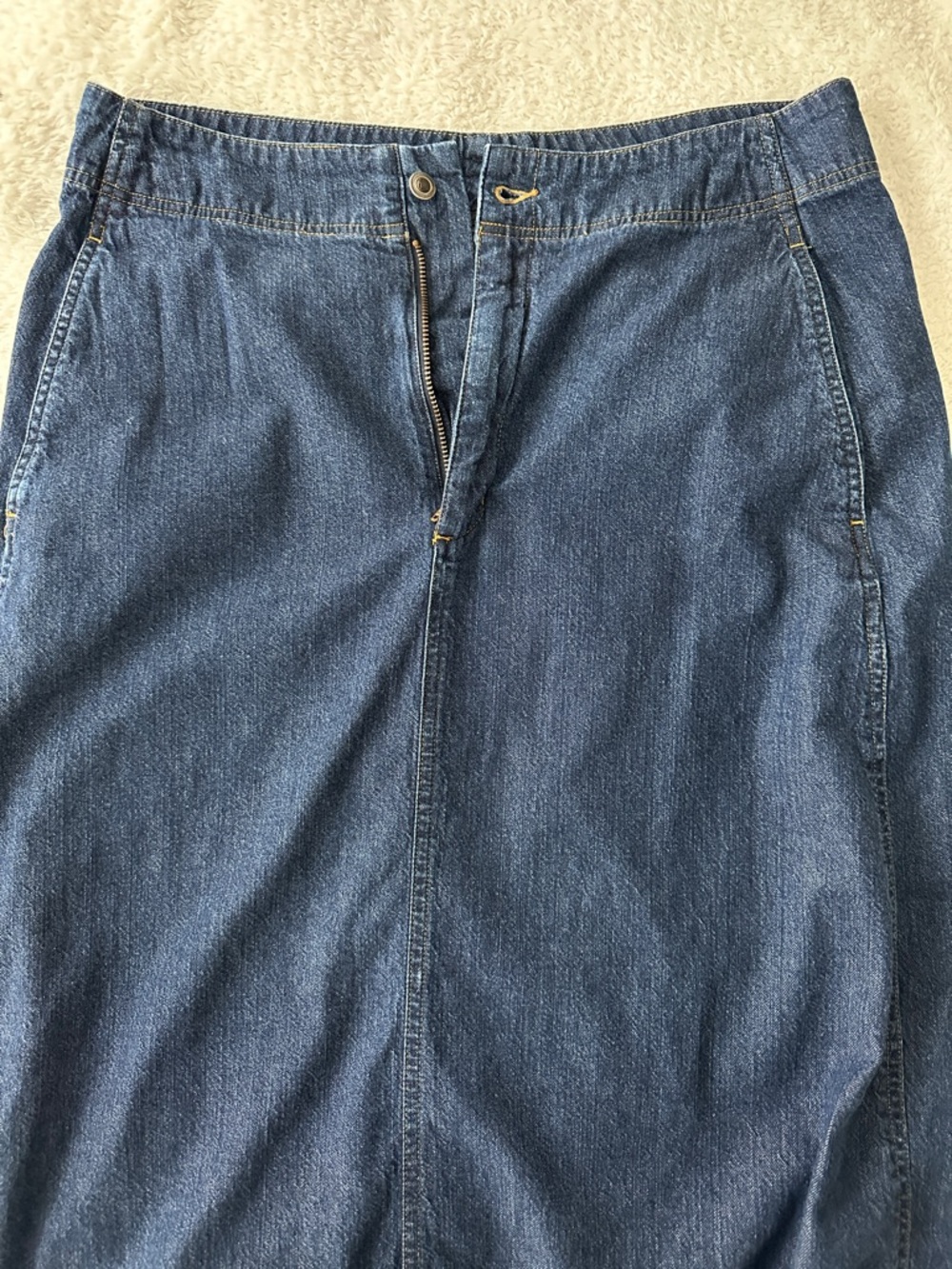 Eddie Bauer Y2K Women’s Denim Maxi Skirt Flap Pockets 100% Cotton Size 12 - Picture 9 of 14